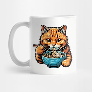 Ginger Cat Eating Ramen Mug